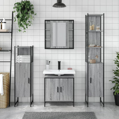 4 Piece Bathroom Cabinet Set Grey Sonoma Engineered Wood