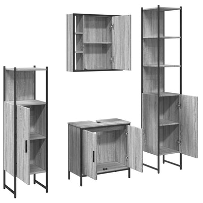 4 Piece Bathroom Cabinet Set Grey Sonoma Engineered Wood