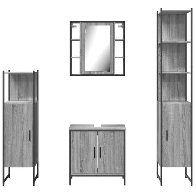 4 Piece Bathroom Cabinet Set Grey Sonoma Engineered Wood