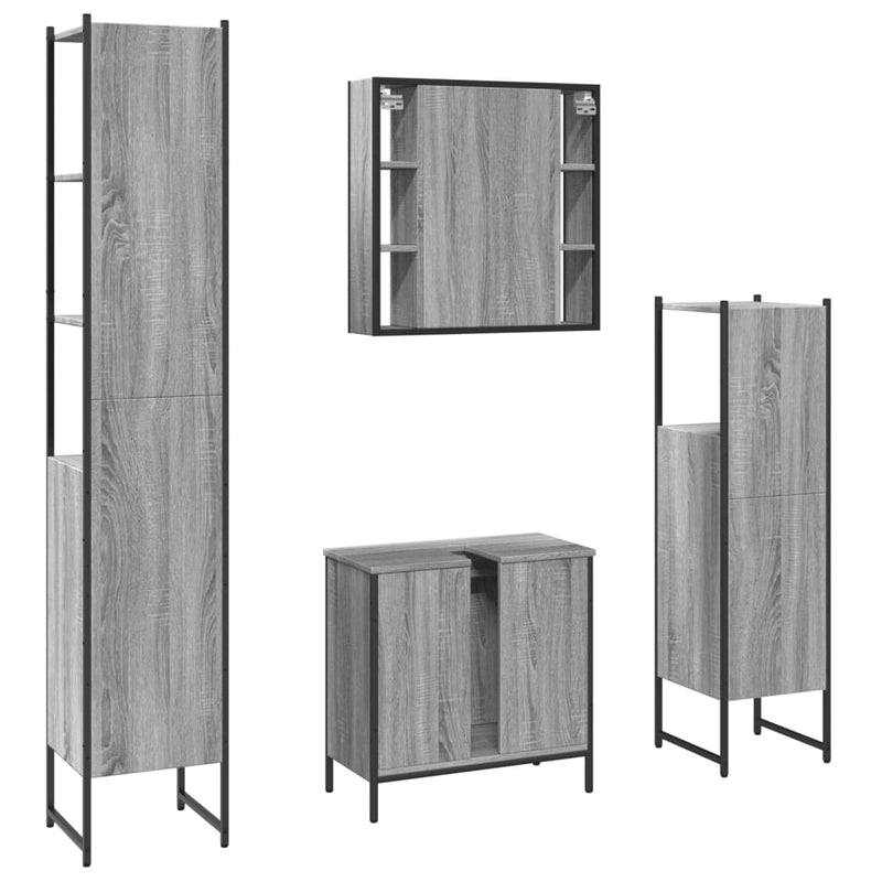 4 Piece Bathroom Cabinet Set Grey Sonoma Engineered Wood