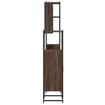 4 Piece Bathroom Cabinet Set Brown Oak Engineered Wood