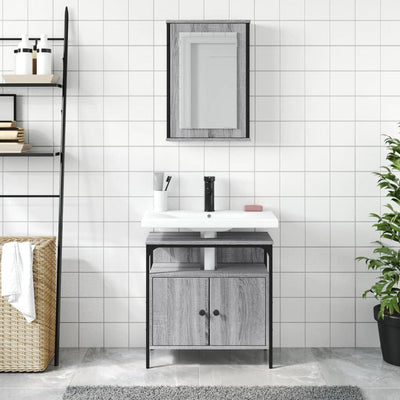 2 Piece Bathroom Furniture Set Grey Sonoma Engineered Wood