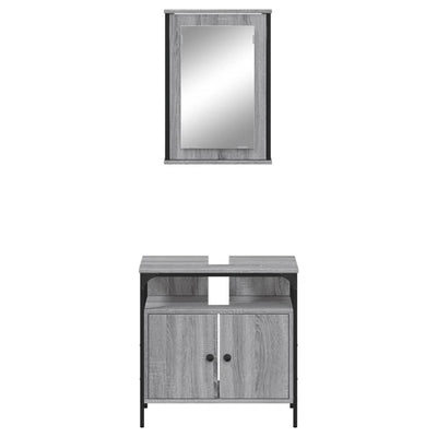 2 Piece Bathroom Furniture Set Grey Sonoma Engineered Wood