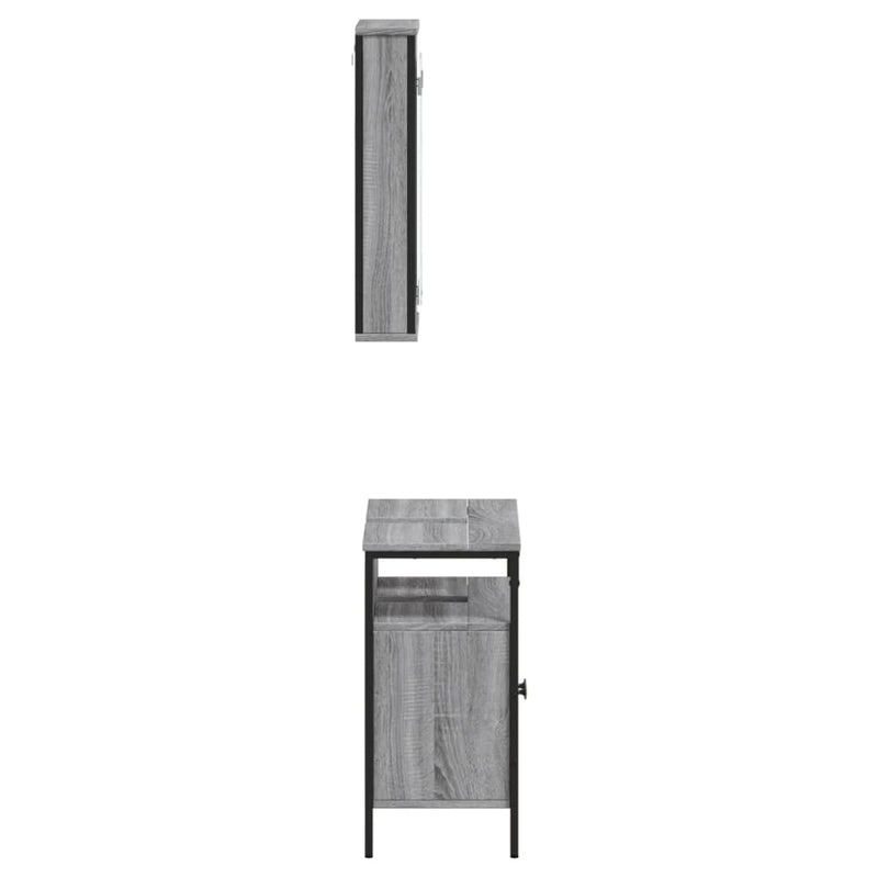 2 Piece Bathroom Furniture Set Grey Sonoma Engineered Wood