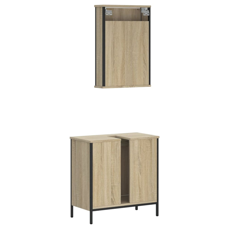 2 Piece Bathroom Furniture Set Sonoma Oak Engineered Wood