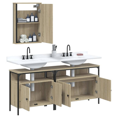 3 Piece Bathroom Furniture Set Sonoma Oak Engineered Wood