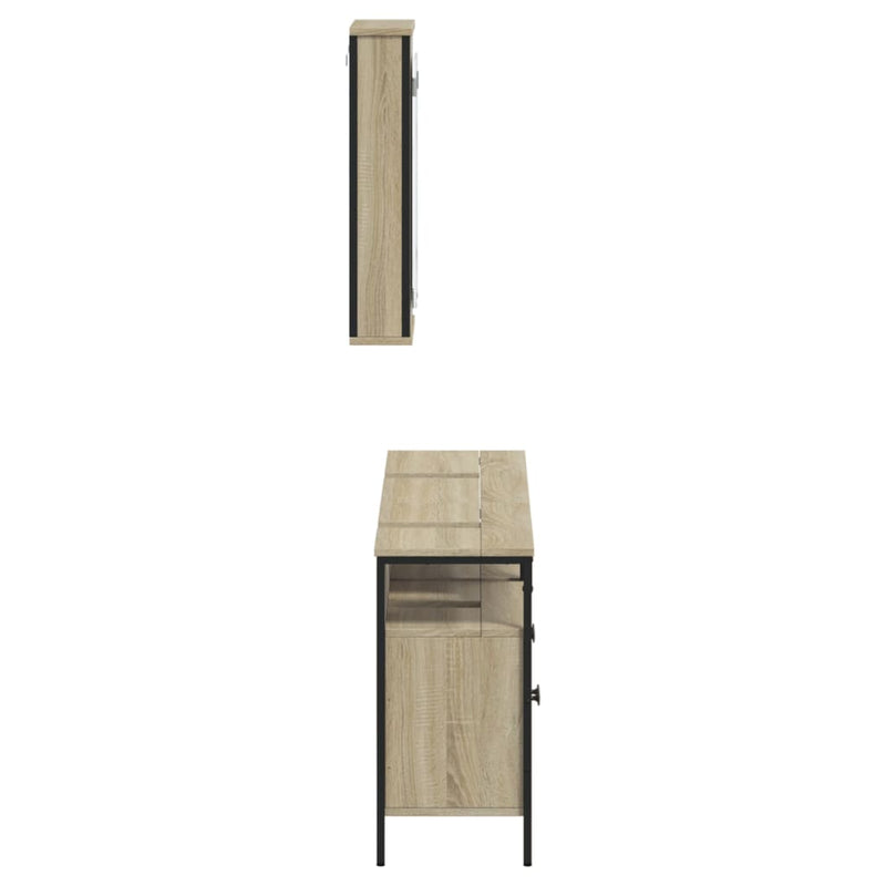 3 Piece Bathroom Furniture Set Sonoma Oak Engineered Wood