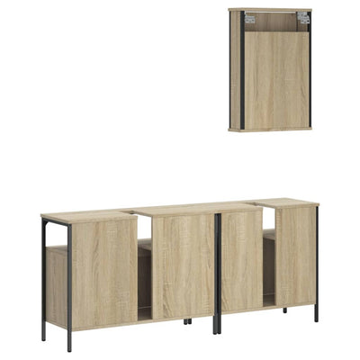 3 Piece Bathroom Furniture Set Sonoma Oak Engineered Wood