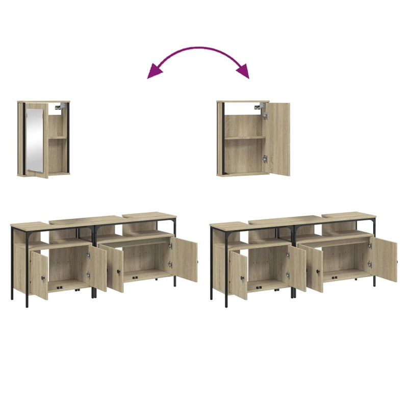 3 Piece Bathroom Furniture Set Sonoma Oak Engineered Wood