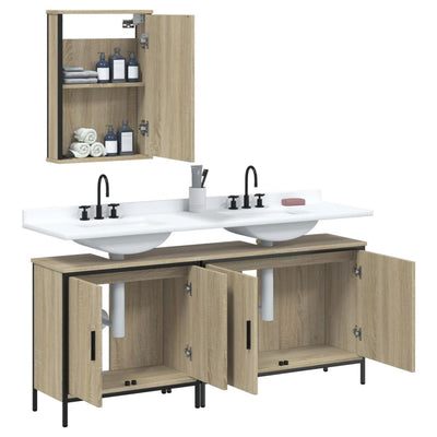 3 Piece Bathroom Furniture Set Sonoma Oak Engineered Wood