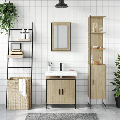 3 Piece Bathroom Furniture Set Sonoma Oak Engineered Wood