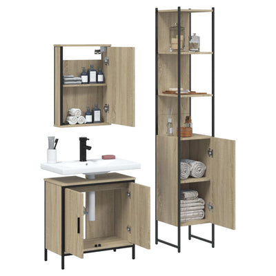 3 Piece Bathroom Furniture Set Sonoma Oak Engineered Wood