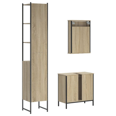 3 Piece Bathroom Furniture Set Sonoma Oak Engineered Wood