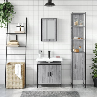 3 Piece Bathroom Furniture Set Grey Sonoma Engineered Wood