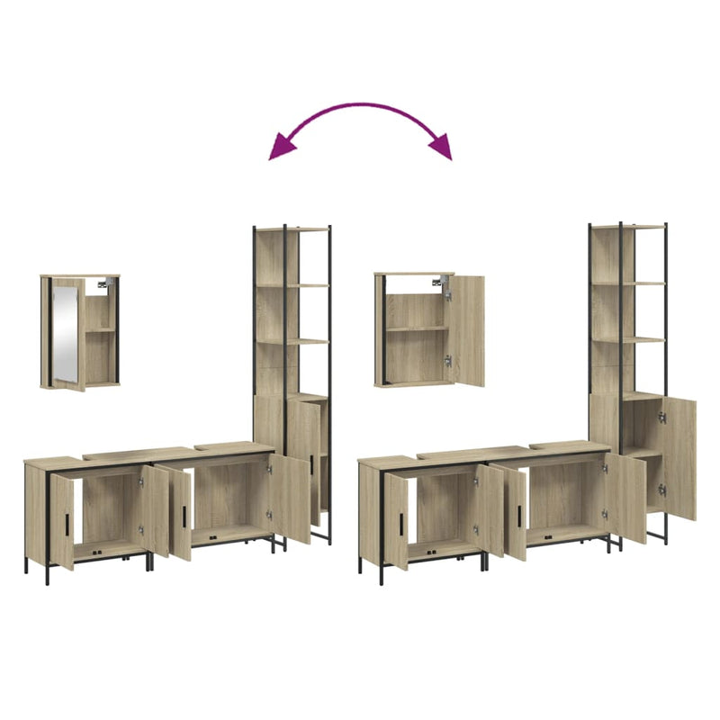 4 Piece Bathroom Furniture Set Sonoma Oak Engineered Wood