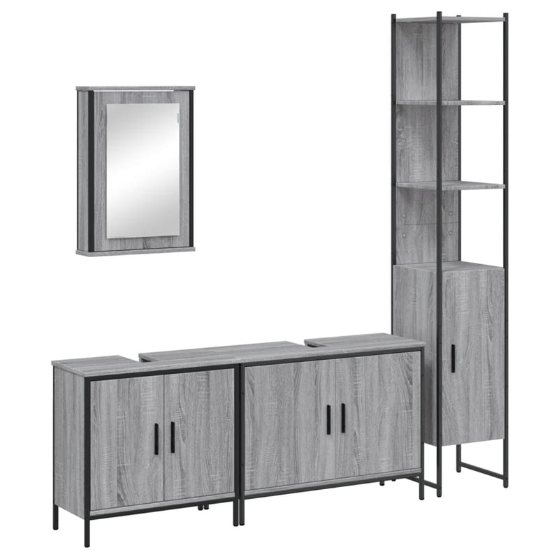 4 Piece Bathroom Furniture Set Grey Sonoma Engineered Wood