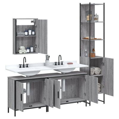 4 Piece Bathroom Furniture Set Grey Sonoma Engineered Wood