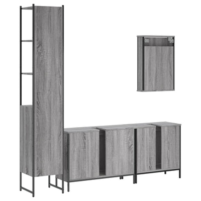 4 Piece Bathroom Furniture Set Grey Sonoma Engineered Wood