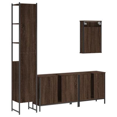 4 Piece Bathroom Furniture Set Brown Oak Engineered Wood