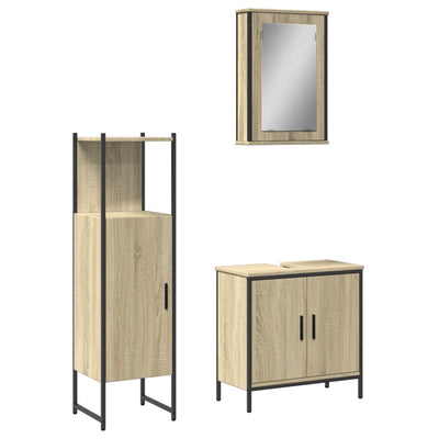 3 Piece Bathroom Furniture Set Sonoma Oak Engineered Wood