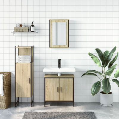 3 Piece Bathroom Furniture Set Sonoma Oak Engineered Wood