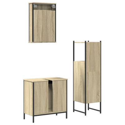 3 Piece Bathroom Furniture Set Sonoma Oak Engineered Wood