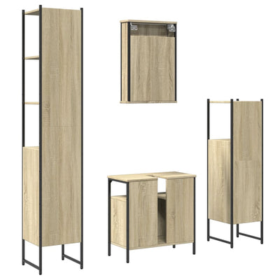 4 Piece Bathroom Furniture Set Sonoma Oak Engineered Wood