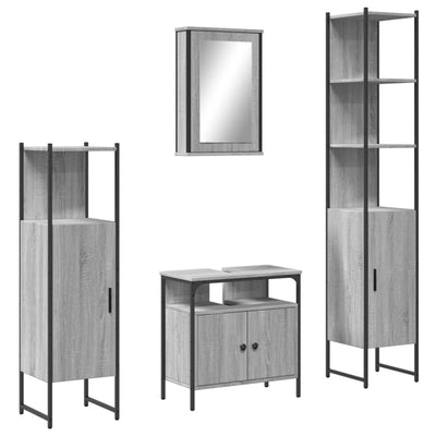 4 Piece Bathroom Furniture Set Grey Sonoma Engineered Wood