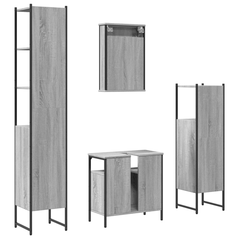 4 Piece Bathroom Furniture Set Grey Sonoma Engineered Wood