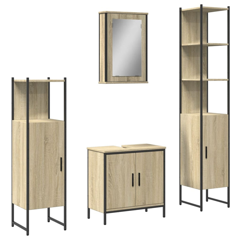 4 Piece Bathroom Furniture Set Sonoma Oak Engineered Wood