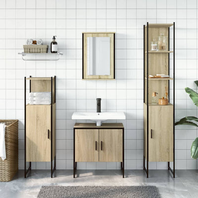 4 Piece Bathroom Furniture Set Sonoma Oak Engineered Wood