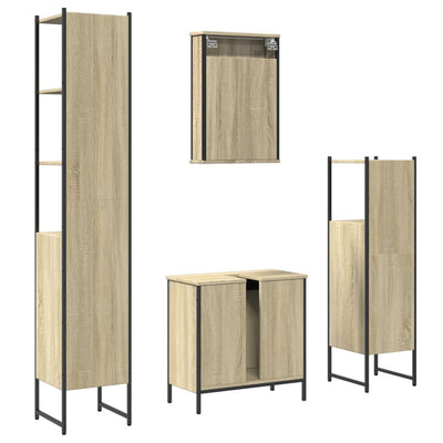 4 Piece Bathroom Furniture Set Sonoma Oak Engineered Wood