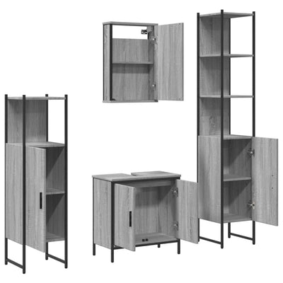 4 Piece Bathroom Furniture Set Grey Sonoma Engineered Wood