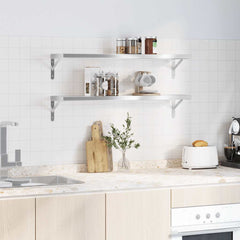 vidaXL Wall Shelves 2 pcs 100x23.5 cm Silver Stainless Steel 3