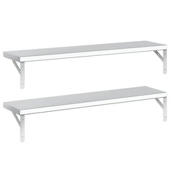 vidaXL Wall Shelves 2 pcs 100x23.5 cm Silver Stainless Steel 4