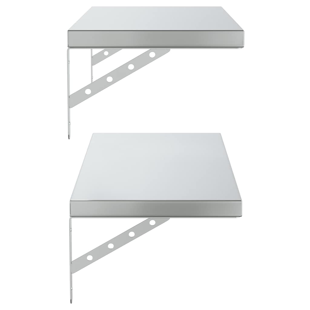 vidaXL Wall Shelves 2 pcs 75x30 cm Silver Stainless Steel 6