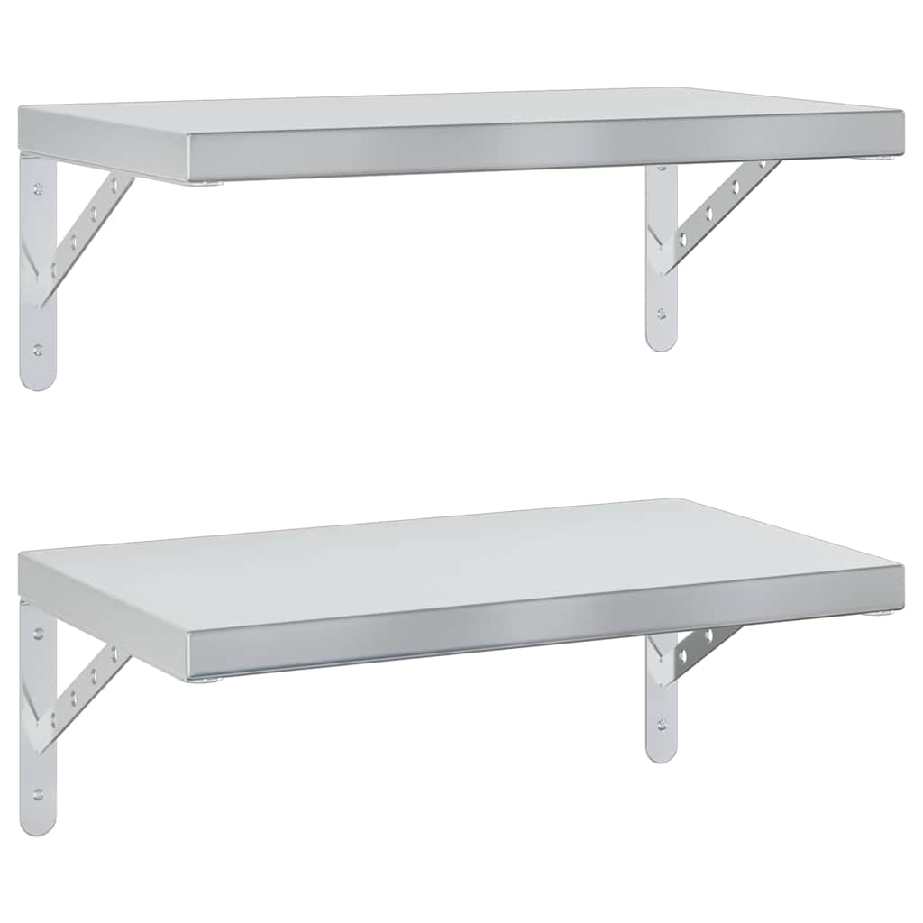 vidaXL Wall Shelves 2 pcs 50x30 cm Silver Stainless Steel 2