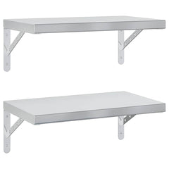 vidaXL Wall Shelves 2 pcs 50x30 cm Silver Stainless Steel 2