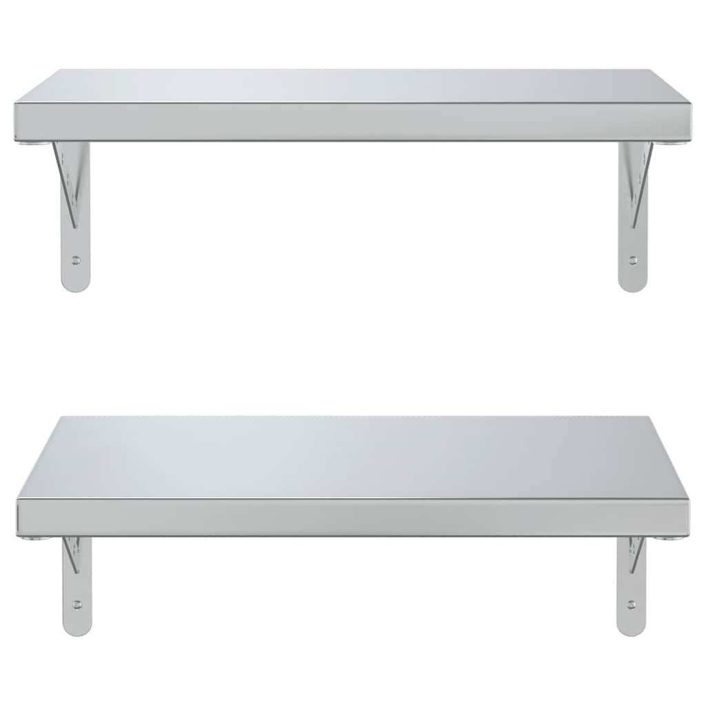 vidaXL Wall Shelves 2 pcs 50x30 cm Silver Stainless Steel 5