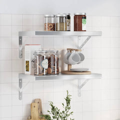 vidaXL Wall Shelves 2 pcs 50x30 cm Silver Stainless Steel 1