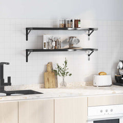 vidaXL Wall Shelves 2 pcs 100x23.5 cm Black Stainless Steel 3