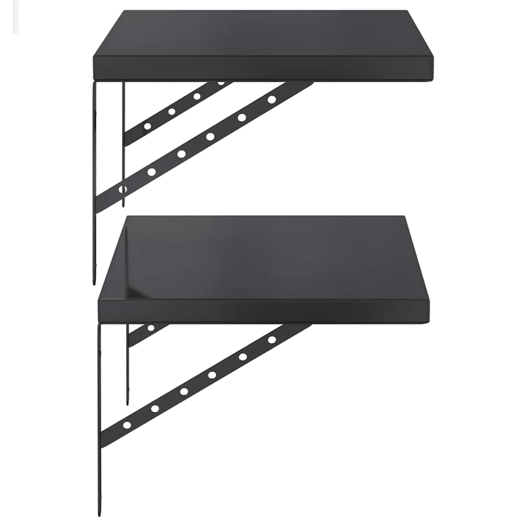 vidaXL Wall Shelves 2 pcs 50x40 cm Black Stainless Steel 6