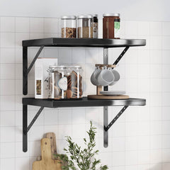 vidaXL Wall Shelves 2 pcs 50x40 cm Black Stainless Steel 1