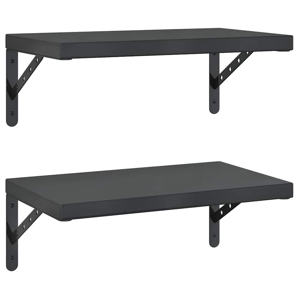 vidaXL Wall Shelves 2 pcs 50x30 cm Black Stainless Steel 2