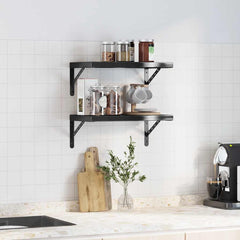 vidaXL Wall Shelves 2 pcs 50x30 cm Black Stainless Steel 3