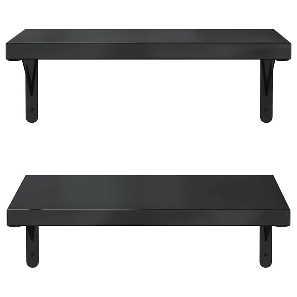 vidaXL Wall Shelves 2 pcs 50x30 cm Black Stainless Steel 5