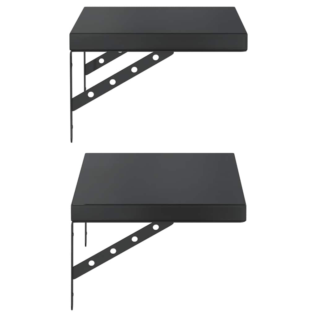 vidaXL Wall Shelves 2 pcs 50x30 cm Black Stainless Steel 6