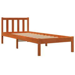 vidaXL Bed Frame without Mattress Wax Brown 100x200 cm Solid Wood Pine 3