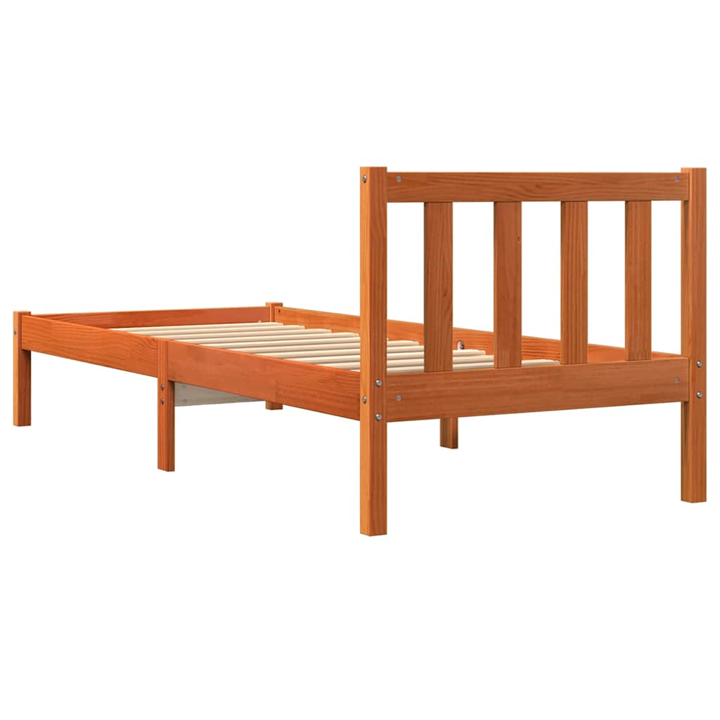 vidaXL Bed Frame without Mattress Wax Brown 100x200 cm Solid Wood Pine 5