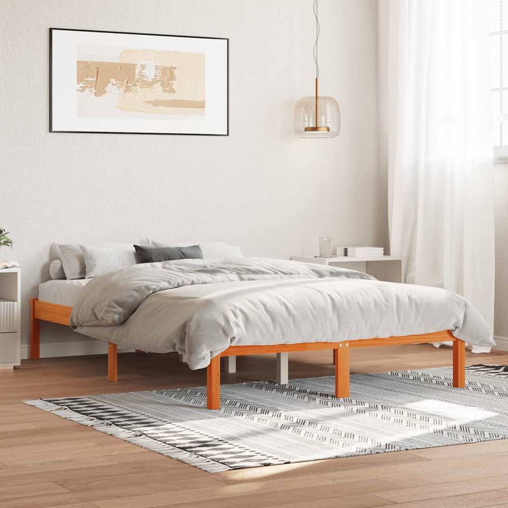 Bed Frame without Mattress Solid Wood Pine Length 190 cm Wax brown 120 cm